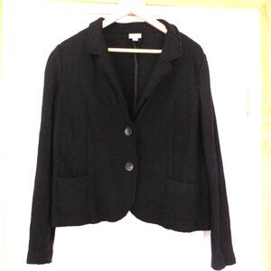 J Jill Wool Blend Button Up Blazer Jacket Cardigan Classic Career Black Sz Large